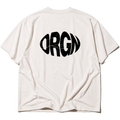 Back view of the SOVEN ORGN oversized heavyweight cotton T-shirt in light  from the ORIGIN collection featuring a minimalist back graphic
